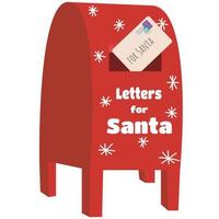 brevlåda med brev från barn för santa claus. klassisk dekorativ jul posta låda med kuvert. vektor