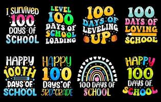 100. Schultag-T-Shirt-Bündel, hundert Tage T-Shirt-Design-Set, glückliche 100 Tage 1. Klasse-T-Shirts, 100. Tage vektor