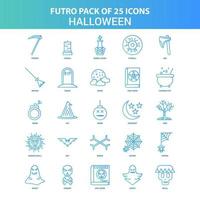 25 grüne und blaue Futuro Halloween Icon Pack vektor
