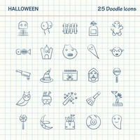 Halloween 25 Doodle-Symbole handgezeichnetes Business-Icon-Set vektor