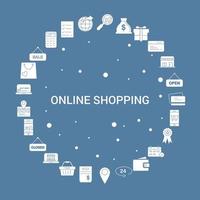 Online-Shopping-Icon-Set Infografik-Vektorvorlage vektor