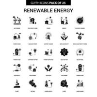 Symbolsatz für Glyphenvektoren für erneuerbare Energien vektor