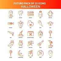 orange Futuro 25 Halloween-Icon-Set vektor