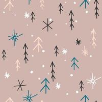 winterliche süße skandinavische weihnachtsgekritzel handgezeichnete nahtlose muster für feiertagsdekorationsdesign vektor