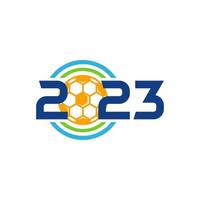 2023 fotboll logotyp mall, fotboll 2023 logotyp design vektor