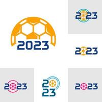 uppsättning av 2023 fotboll logotyp mall, fotboll 2023 logotyp design vektor