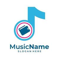 Brieftaschen Musik-Logo-Vektor. Designvorlage für das Logo des Musik-Wallet-Logos vektor