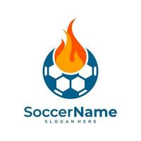 Feuer-Fußball-Logo-Vorlage, Fußball-Logo-Design-Vektor vektor