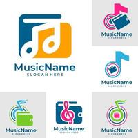 uppsättning av plånböcker musik logotyp vektor. musik plånböcker logotyp design mall vektor