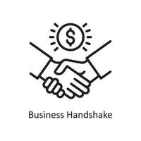 Business-Handshake-Vektor-Gliederung-Icon-Design-Illustration. Geschäfts- und Finanzsymbol auf Datei des weißen Hintergrundes ENV 10 vektor