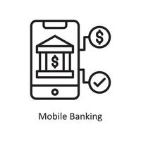 mobil bank vektor översikt ikon design illustration. företag och finansiera symbol på vit bakgrund eps 10 fil