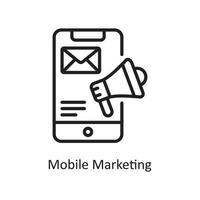 mobil marknadsföring vektor översikt ikon design illustration. företag och finansiera symbol på vit bakgrund eps 10 fil