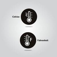 celsius och Fahrenheit temperatur platt ikon design vektor illustration