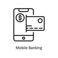 mobile Banking-Vektor-Gliederung-Icon-Design-Illustration. Geschäfts- und Finanzsymbol auf Datei des weißen Hintergrundes ENV 10 vektor