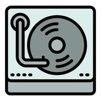 Retro-Vinyl-Player-Symbol, Umrissstil vektor