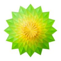 grüne und gelbe 3D geometrische Blumen Mandala Origami-Stil vektor