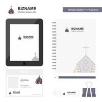 Kirche Business Logo Tab App Tagebuch PVC Mitarbeiterkarte und USB-Marke stationäre Paketdesign-Vektorvorlage vektor