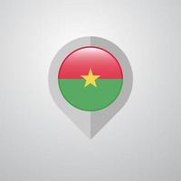 kartennavigationszeiger mit burkina faso flag design vector