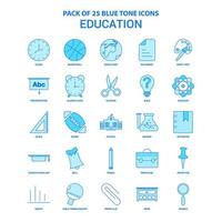 Bildungs-Blauton-Icon-Pack 25 Icon-Sets vektor