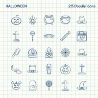 Halloween 25 Doodle-Symbole handgezeichnetes Business-Icon-Set vektor