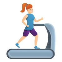 Mädchen laufen Laufband-Symbol, Cartoon-Stil vektor