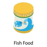 fisk mat låda ikon, isometrisk stil vektor