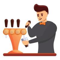 bartender öl ikon, tecknad serie stil vektor