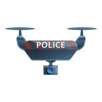 polis Drönare Utrustning ikon, tecknad serie stil vektor