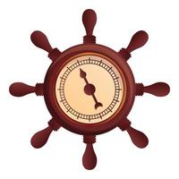 fartyg styrning hjul barometer ikon, tecknad serie stil vektor
