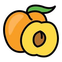 färsk persika ikon, översikt stil vektor