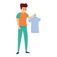Verkäuferin geben T-Shirt-Symbol, Cartoon-Stil vektor