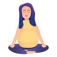 Schwangeres Mädchen meditiert Ikone im Cartoon-Stil vektor