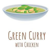 Grünes Curry-Symbol, Cartoon-Stil vektor