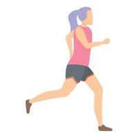 Mädchen läuft in kurzen Hosen Symbol, Cartoon-Stil vektor