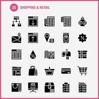 Shopping Solid Glyph Icon Pack für Designer und Entwickler Icons von Location Chat SMS Shopping Mail Mailbox Shopping Vektor