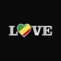 kärlek typografi med republik av de kongo flagga design vektor