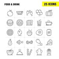 Symbole für die Linie von Speisen und Getränken, die für Infografiken, mobiles Uxui-Kit und Druckdesign festgelegt wurden, umfassen Brot, Lebensmittel, Laib, Eis, Lebensmittel, Essen, Symbolsatz, Vektor