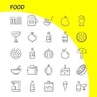 handgezeichnete lebensmittelsymbole für infografiken mobiles uxui-kit und druckdesign umfassen wasserkocher topf küche lebensmitteltopf lebensmittel mahlzeit küchensammlung modernes infografik-logo und piktogramm vecto vektor