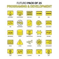 programmier- und entwicklungssymbolsatz gelbes futuro neuestes design-symbolpaket vektor