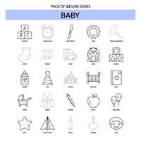 Baby-Line-Icon-Set 25 gestrichelter Umrissstil vektor