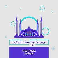 Lassen Sie uns die Schönheit der Shah-Faisal-Moschee Islamabad Pakistans nationaler Wahrzeichen erkunden vektor