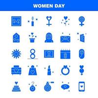 Solide Glyphensymbole für Frauentag, die für Infografiken, mobiles Uxui-Kit und Druckdesign festgelegt wurden, umfassen Tasche, Einkaufstasche, Liebe, Valentinstag, romantischer Ohrring, Symbolsatz, Vektor