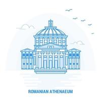 rumänischer athenaeum blauer wahrzeichen kreativer hintergrund und plakatvorlage vektor