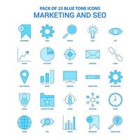 Marketing und SEO Blue Tone Icon Pack 25 Icon-Sets vektor