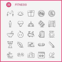 fitness handgezeichnete symbole für infografiken mobile uxui kit und druckdesign umfassen apfel essen fitness blut droop fitness-id-karten-symbol-set-vektor vektor