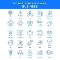 företag ikoner futuro blå 25 ikon packa vektor