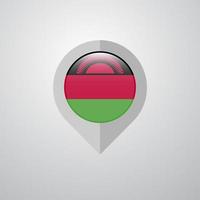 Kartennavigationszeiger mit Malawi-Flaggendesignvektor vektor