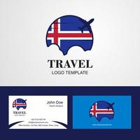 reise-island-flaggenlogo und visitenkartendesign vektor