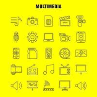 Multimedia-Liniensymbol für Webdruck und mobiles Uxui-Kit wie z vektor