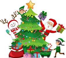 jul träd med santa claus och älvor vektor
